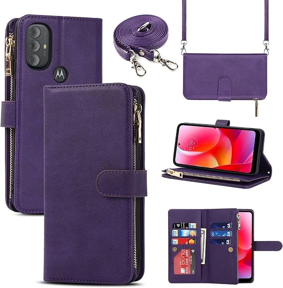 Wallet for Moto G Pure (2021)/ G Power (2022)/ G Play (2023) Case,Purple