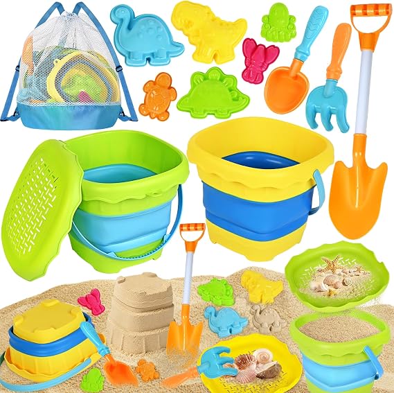 AuroTops Beach Toys for Kids,Collapsible Beach Buckets & Shovels,Sand Toys
