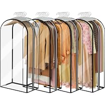 Garment Bags for Hanging Clothes 40” Long,Ultra Clear Suit Bags for Closet Storage, Moving Organization, Travel Covers with 10" Gussets for Coat, Dress, Shirt and Sweater - 4 PCS