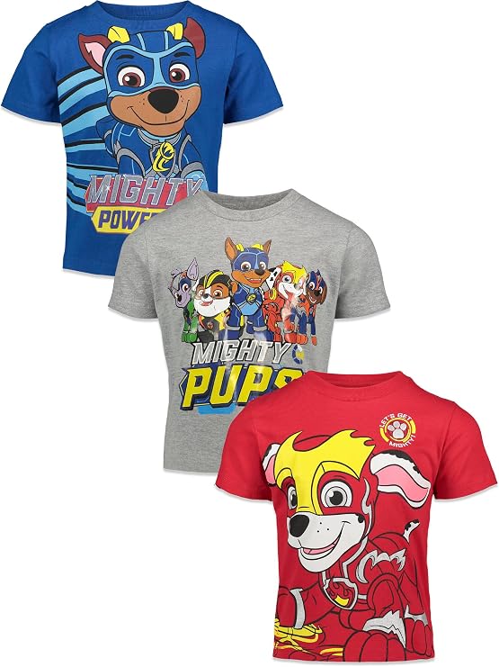 Nickelodeon Paw Patrol Boys' 3-Pack T-Shirts Toddler to Big Kid