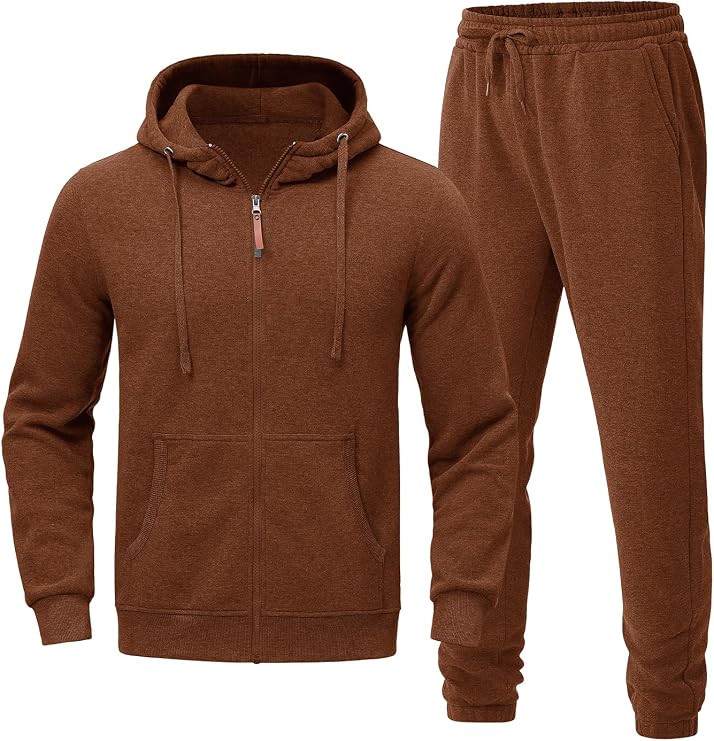 Riskrole Men's Hooded Tracksuit 2 Pieces Set Zip up Fleece Sweatsuit Casual Outdoor Sports Jogging Suits Set