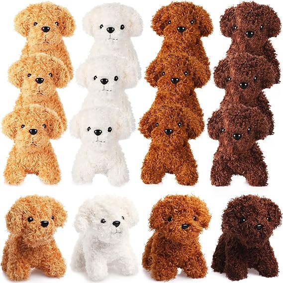 Skylety 12 Pcs Mini Plush Dog Keychains Stuffed Puppy Party Favor Gifts