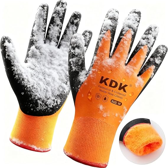 KDK Winter Waterproof Gloves for Men and Women, Work Gloves for Cold Weather, Thermal Insulated Freezer Gloves