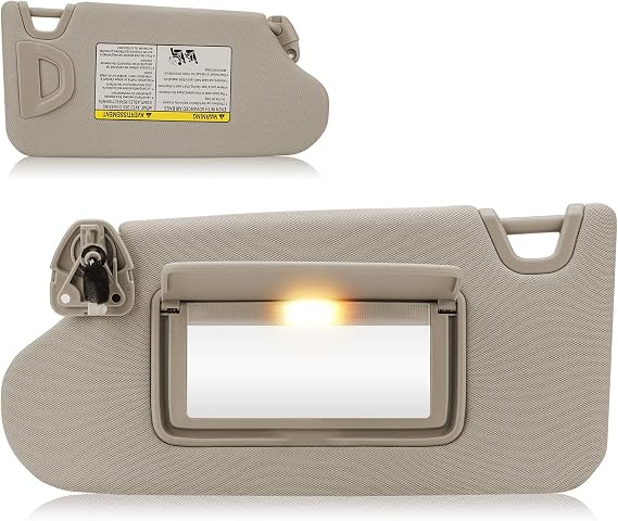 Sun Visor with Vanity Light for 2013-2018 Nissan Altima Without Sunroof, Left Driver Side Beige Sunvisor Replacement 96401-3TA2A