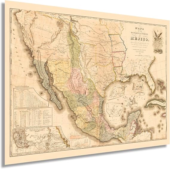 HISTORIX 1847 Mexico Map - 18x24 Wall Art