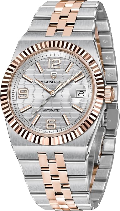 Pagani Design PD-YS027 Men's Automatic Mechanical Watch, 40.5mm Stainless Steel, 100M Water Resistant, Date Display, Sapphire Crystal, Luminous Dial Dress Watch for Men