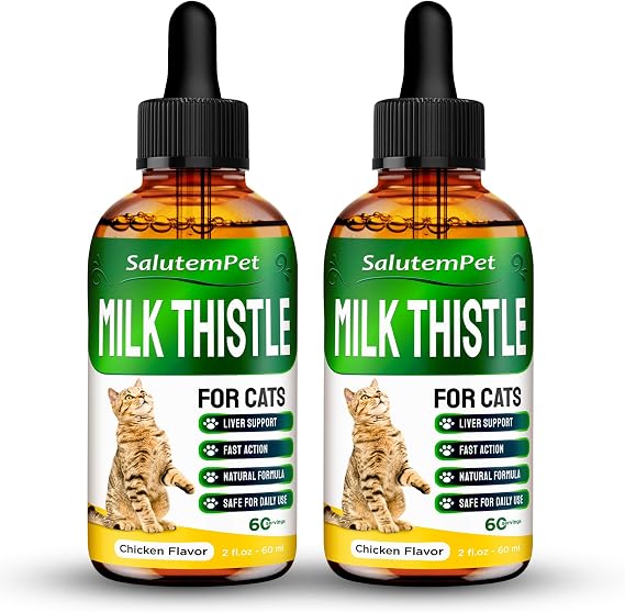 SalutemPet Milk Thistle for Cats | Cat Milk Thistle | Milk Thistle Cats | Liver Support for Cats | Natural Ingredients | 2 Pack x 2 Oz
