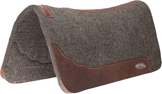 Weaver Equine 31" x 32" Premium Contoured Pure Wool Felt Horse Saddle Pad, Shock Absorbing Western Saddle Pad for Protection, Equine Supplies, Gray