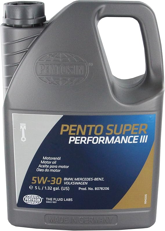 Pentosin 8078206 Pento Super Performance III 5W-30 Full Synthetic Extended Life Motor Oil for All-Season Use; 5 Liter Jug