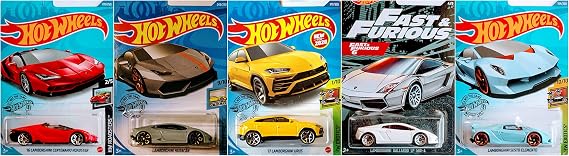 Hot Wheels Lamborghini 5 Car Set Bundle Version 2