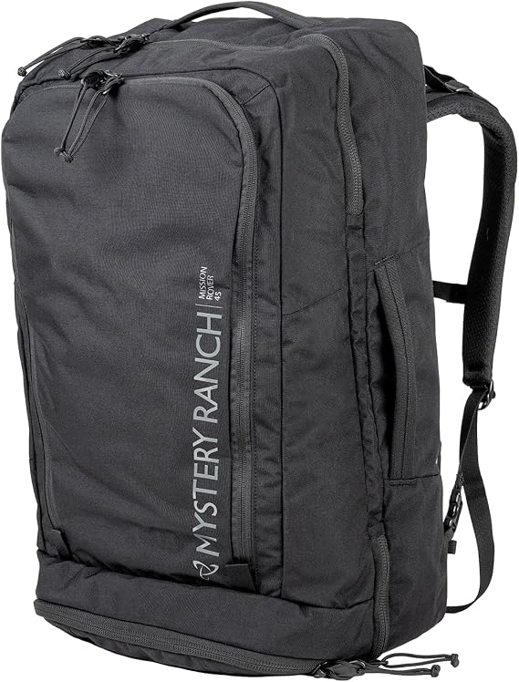 Mystery Ranch Mission Rover 45 Backpack Duffel Bag with Side Handle, Lockable Zippers & Padded Laptop Sleeve Black
