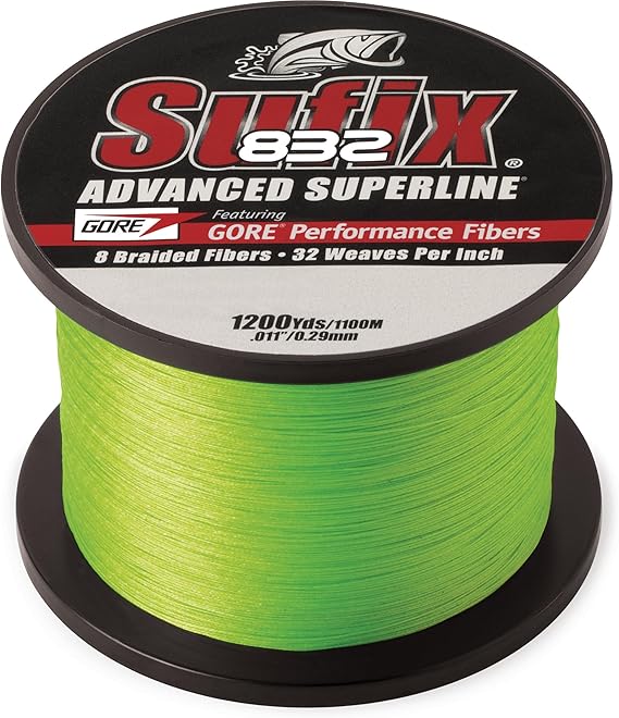 Sufix 832 Braid Line-1200 Yards (Neon Lime, 20-Pound)