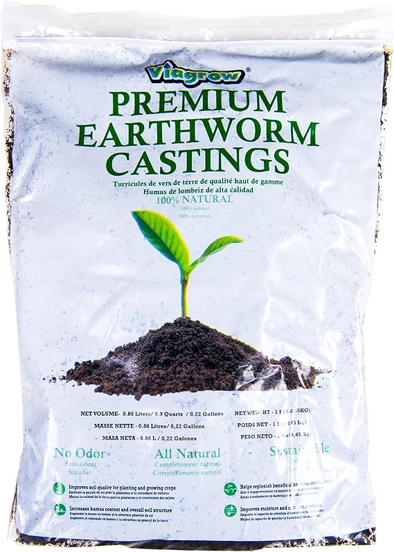 Viagrow 1 lb. Organic Premium Earthworm Castings Natural Soil Builder and Soil Amendment (1-Pack) / A Product of The Harvest CompanyTM