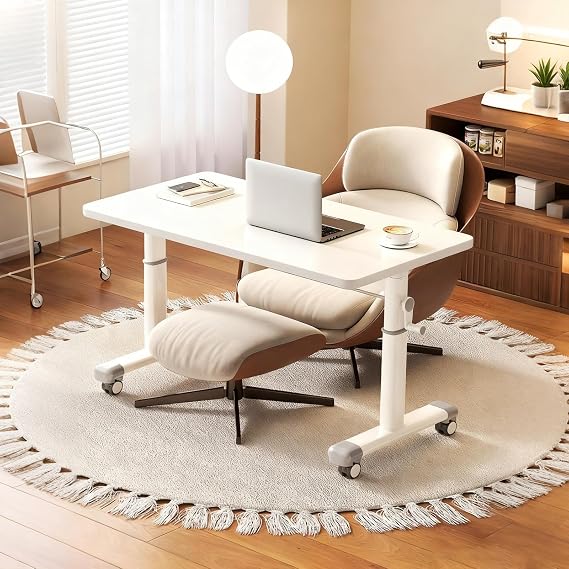 Elevating Desk, Standing Desk, Computer Desk, Elevating Table, Hand Cranked Lift, 0.5 inch 12 mm Thick Solid Wood Board, Load Capacity 220 kg, Width 31.5 / 39.4 / 47.2 inches 80 / 100