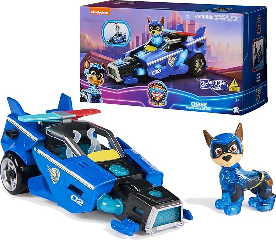 Paw Patrol: The Mighty Movie, Toy Car with Chase Mighty Pups Action Figure, Lights and Sounds, Kids Toys for Boys & Girls 3+