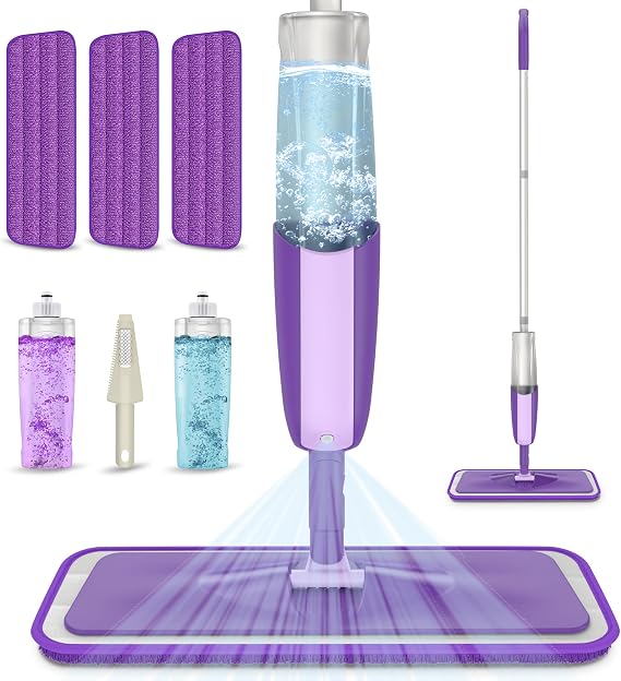 Spray Mop with 3 Washable Pads for Cleaning Floors: Microfibre Floor Mop