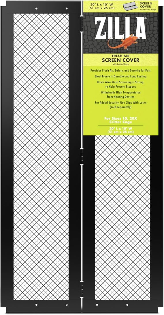 Zilla Fresh Air Screen Cover, Screen for Reptile Terrariums, 20 x 10