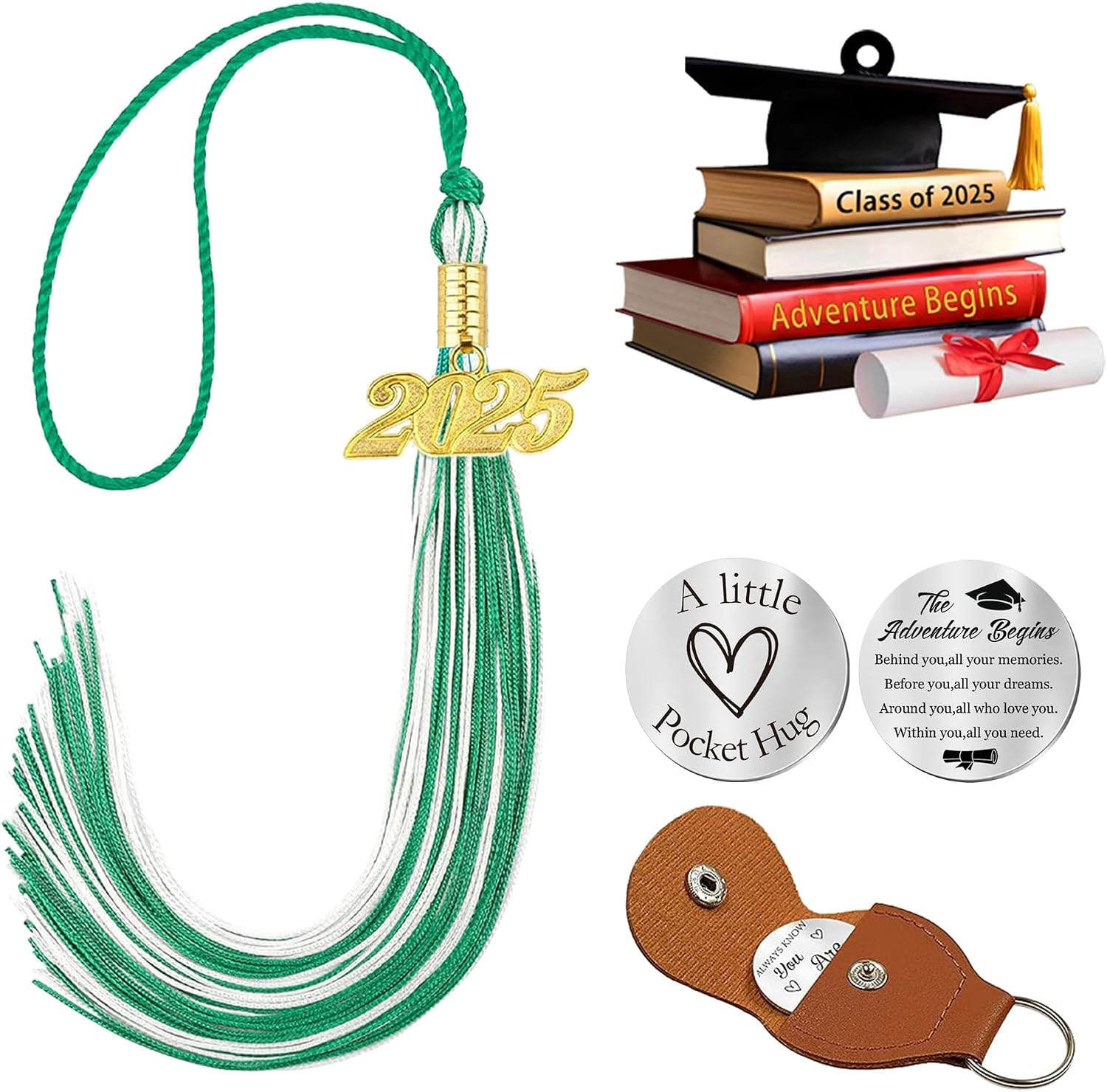 2025 Tassel Graduation Basket Gifts Pocket Hug Graduation Gifts for Her Him Graduations Decorations Class of 2025 Green Green and White Graduations Tassel Agriculture Forestry Environment