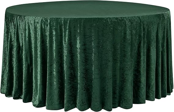 CVL 1 Pc, Velvet 132" Round Tablecloth - Emerald Green for Wedding, Winter Wonderland Theme, Holiday Celebration, Birthday Party