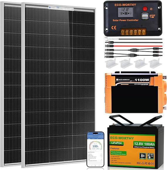 ECO-WORTHY 200 Watt 12V Complete Solar Panel Starter Kit for RV Off Grid