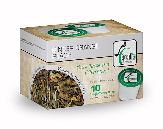 Special Tea Company Organic Ginger White Tea with Apple, Orange, Apricot Flavor Single Serve