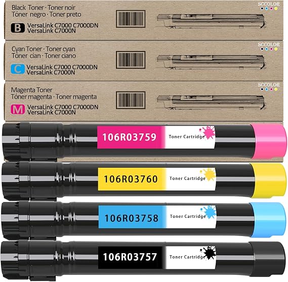 C7000 Toner Cartridge High Capacity 4-Pack Black Cyan Yellow Magenta