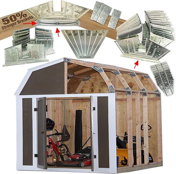 EZBUILDER 50 Structurally Strong Truss Design Easy Shed Kit Width 6 Inches to 14 Inches Any Length Storage Barn Shed Garage Playhouse Easy Framing Kit 2x4 Basic Barn Roof Wood Not Included