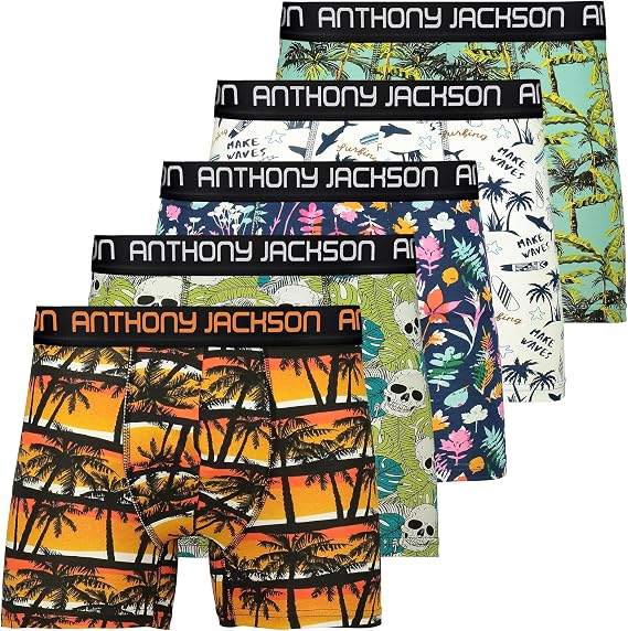 Anthony Jackson Likralı 5'li-3'lü Kutu Desenli Premium Erkek Boxer Palm Horizon