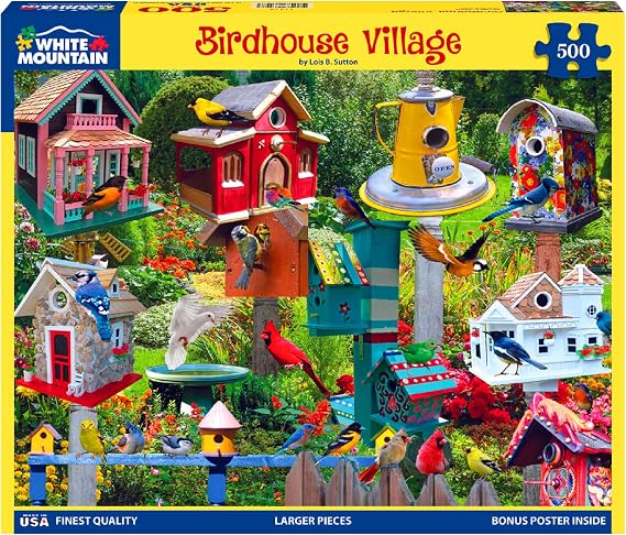 White Mountain Puzzles Birdhouse Village - 500 Piece Jigsaw Puzzle