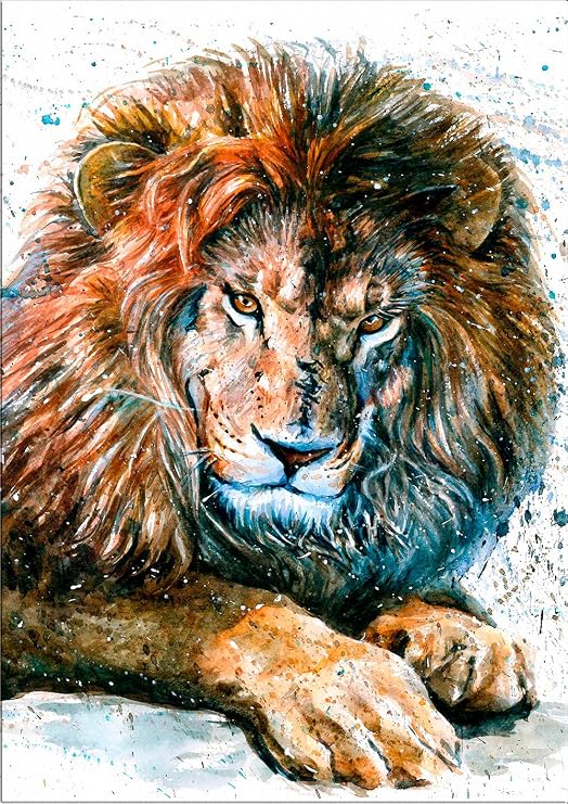 7Dots Art. Wild Animals. Watercolor Art Print, Poster 8"x12" (A4) on Fine Art Thick Watercolor Paper for Living Room, Bedroom, Bathroom, Kid's Room. Wall Art Decor with Animals.