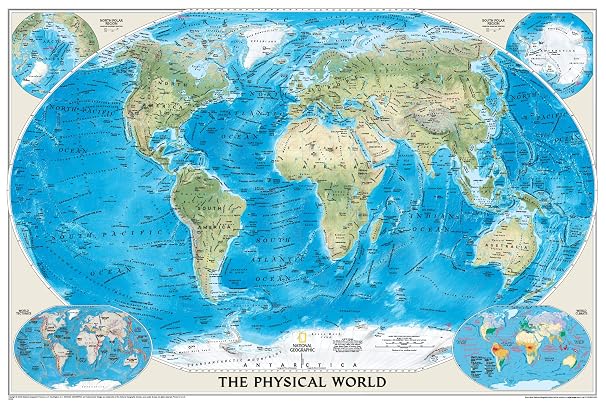 National Geographic World Physical Wall Map - 45.75 x 30.5 inches - Art Quality Print