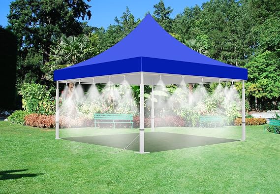 Misting Tent - Tent with Mist System - for Outdoor Events - with Low Pressure Misting System- Easy to Set-Up (10' x 10' Blue Tent - LP)