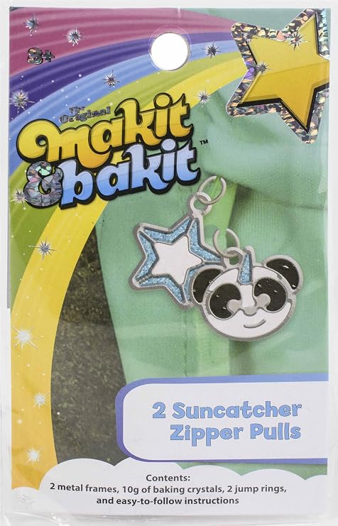 American Crafts Colorbok Makit & Bakit Suncatcher Kit-Zipper Pull Charms 2/Pkg