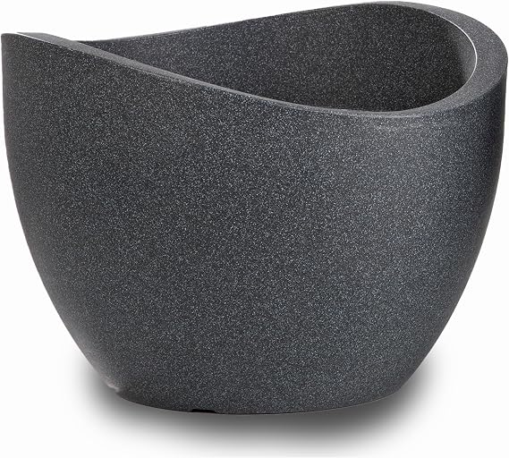 Scheurich Wave Globe Plastic Planter Black Granite 50 cm Diameter 37.1 cm High 37 Litre Vol.