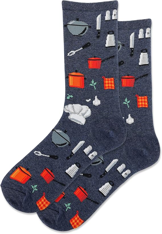 Hot Sox Women's Chef Crew Socks 1 Pair, Denim Heather, Women's 9-11 Shoe