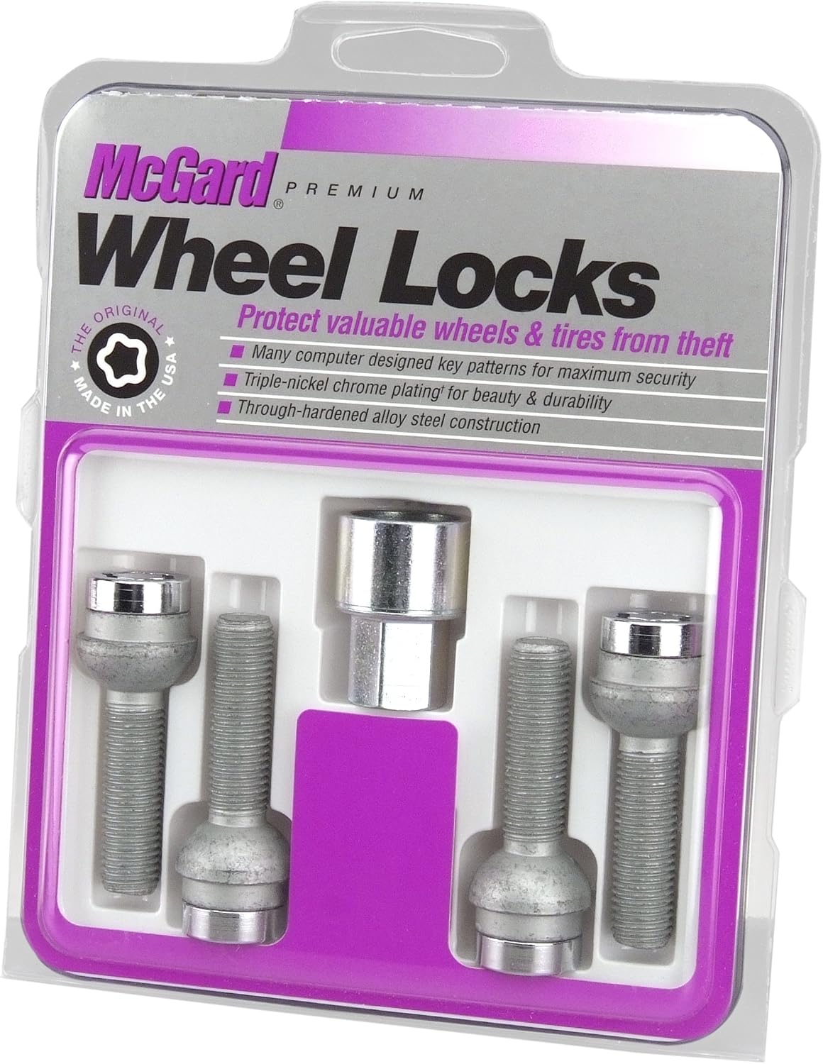 McGard 28174 Chrome Radius Seat Lock BoltM14 X 1.5 Thread Size Set of 4