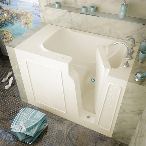 MT2952LBS Curved Door 29 by 52 by 40-Inch Walk In Soaker Bathtub Spa Left Side Door, Biscuit