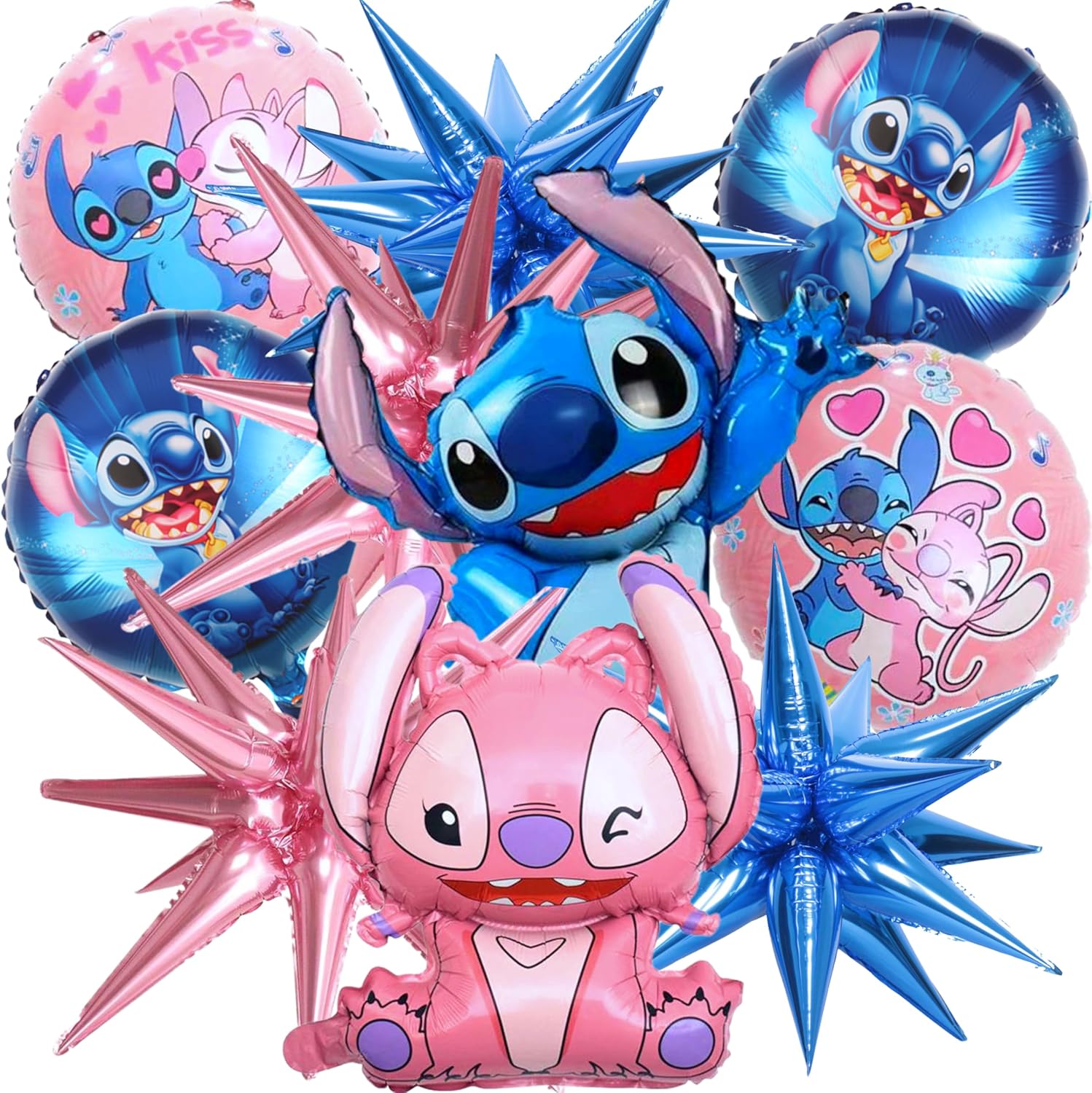 10PCS Cartoon Foil Balloons 18 and 26 for Birthday Party Decorations Aluminum Foil 5 Blue and 5 Pink Cartoon Foil Balloons Birthday Party Décor