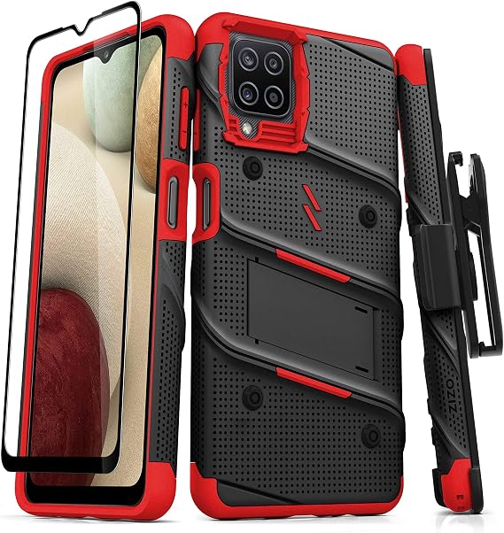 ZIZO BOLT Series Galaxy A12 Case Black & Red