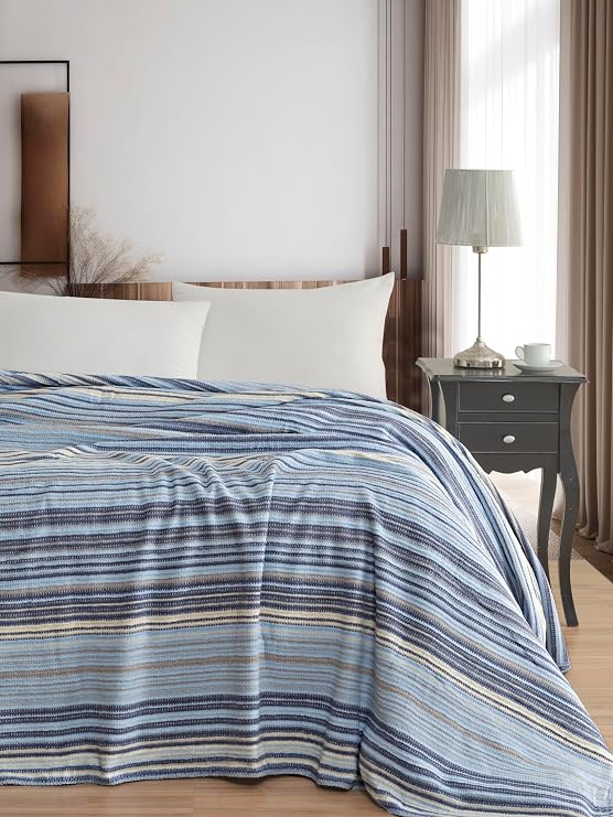 Cotton 4 Seasons Double Blanket, 180x220 cm, 70% Cotton 30% Polyester (blue)