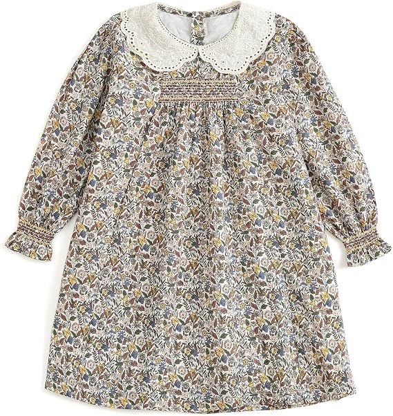 Curipeer Toddler Girls Smocked Dress,Long Sleeve