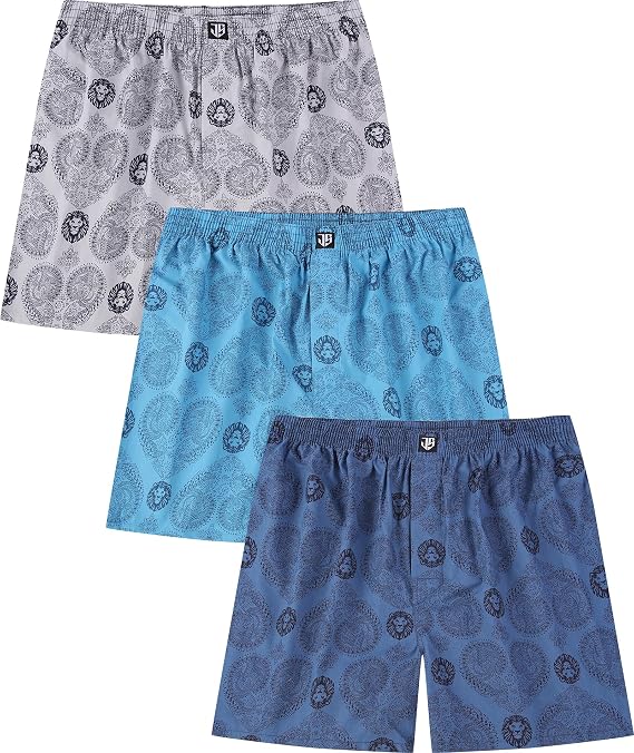 JupiterSecret Mens Boxers Shorts 100% Cotton Woven Underwear 3 Pack