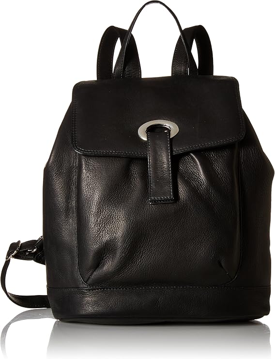 Piel Leather Large Oval Loop Backpack, Black, One Size