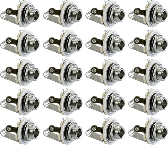 1/4" Jacks Female TS Mono Panel Mount Jack - 20 Pack