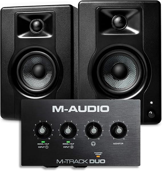 M-Audio Recording, Streaming and Podcasting Bundle M-Track Duo USB Audio Interface and 120W BX3 Stereo Speakers, Plus a Software Suite Included