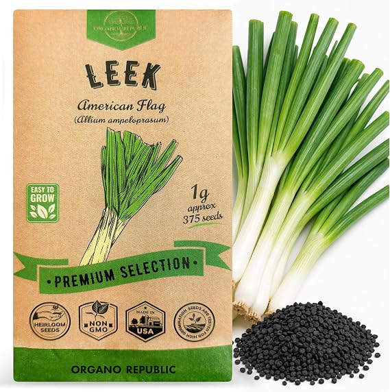 Organo Republic Onion Leek Seeds Pack 1G - Over 375 Non-GMO Heirloom Onion Seeds for Planting Vegetables in Individual Seed Packet, Vegetable Seeds for Planting Home Garden Indoor & Outdoor Gardening