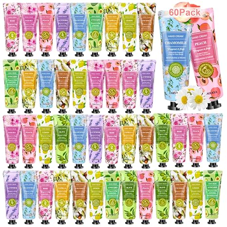 Hand Cream Set 60 Pack Mini Hand Cream Gift Set Hand Lotion Women's Fragrance Hands Foot Moisturising Cream for Dry & Cracked Hands Small Gift for Women Christmas Gifts Birthday Gift