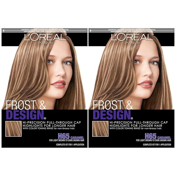 L'Oreal Paris Frost and Design Cap Hair Highlights For Long Hair, Caramel, 2 count
