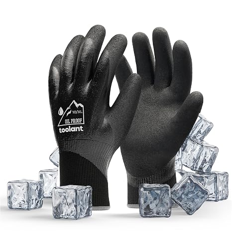 toolant Waterproof Winter Work Gloves, Double Nitrile Oil Resistant Grip