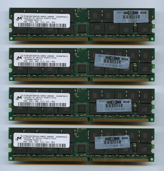4x Micron MT36VDDF25672G-40BD2 DDR-400 PC-3200 2GB ECC REG CL3 (FOR SERVER ONLY)